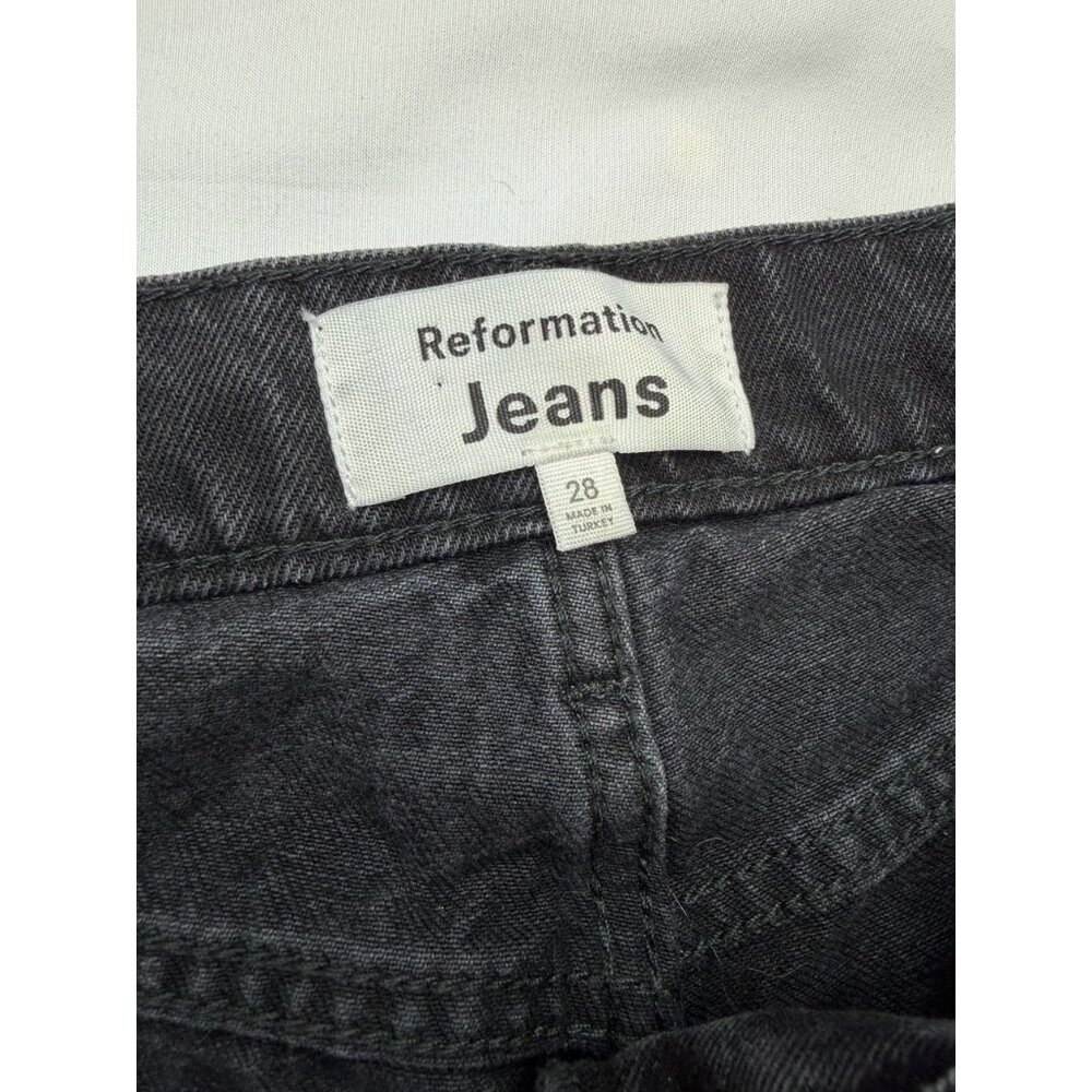 Reformation Womens Black Val 90S Stretch Mid Rise Straight Jeans Size 28 - Picture 4 of 10